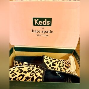 Keds x Kate Spade New York Double Decker Leopard Calf Hair Sneakers Sz 9.5M